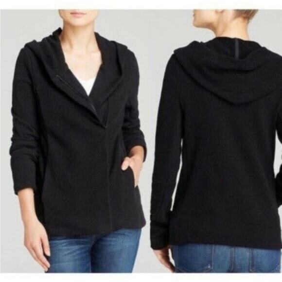 Standard James Perse Estilo Moto Zip Oversized Hood Sweatshirt Jacket blk Size 2 - Picture 12 of 12